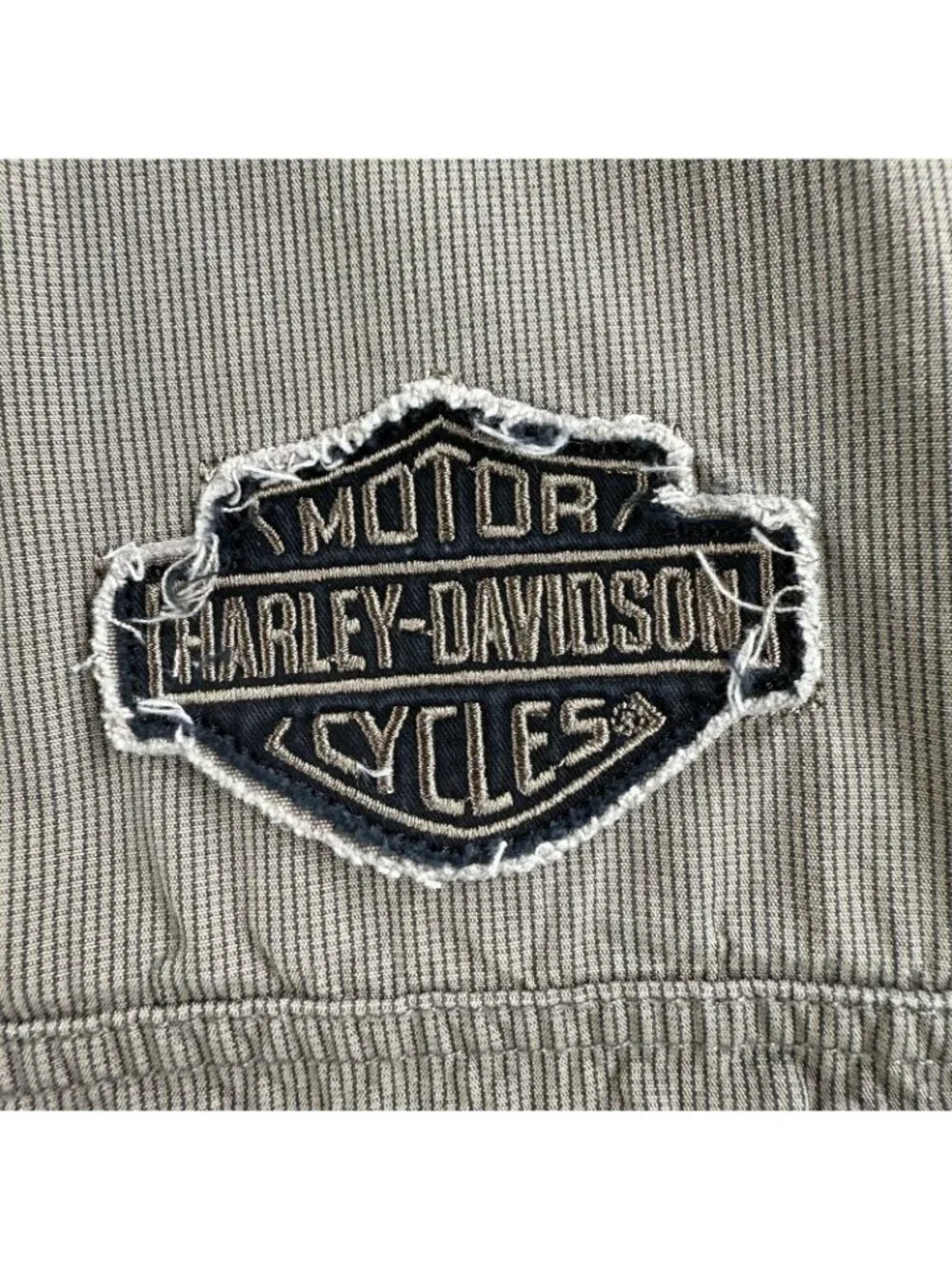 Harley-Davidson Shirt Mens Large Brown Stripe Button Up Short Sleeve Motorcycle
